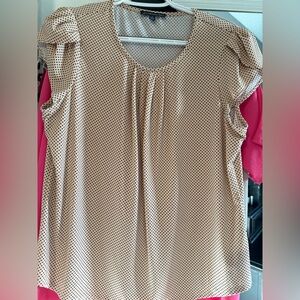 Adrianna Papell pale pink Blouse with Black Polka Dots
